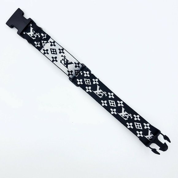 Dog Collar and Leash Set Fashion VE Black & White Nylon - Picture 3 of 8